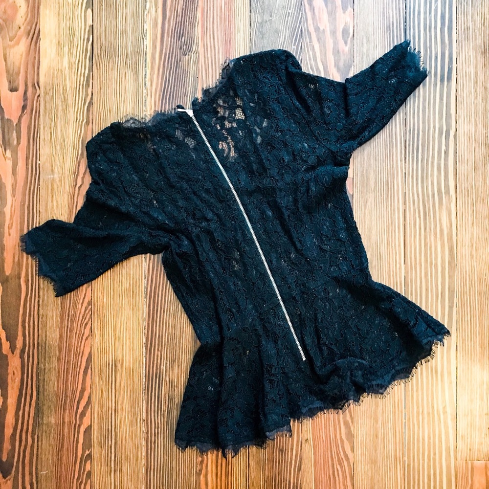 Black lace peplum top